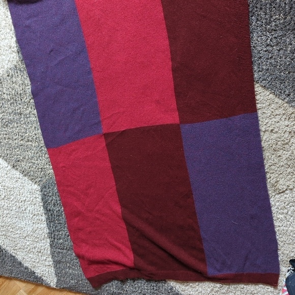Cashmere Collection Made In Italy Color block Wide Long Scarf Oblong Luxury - Picture 6 of 8